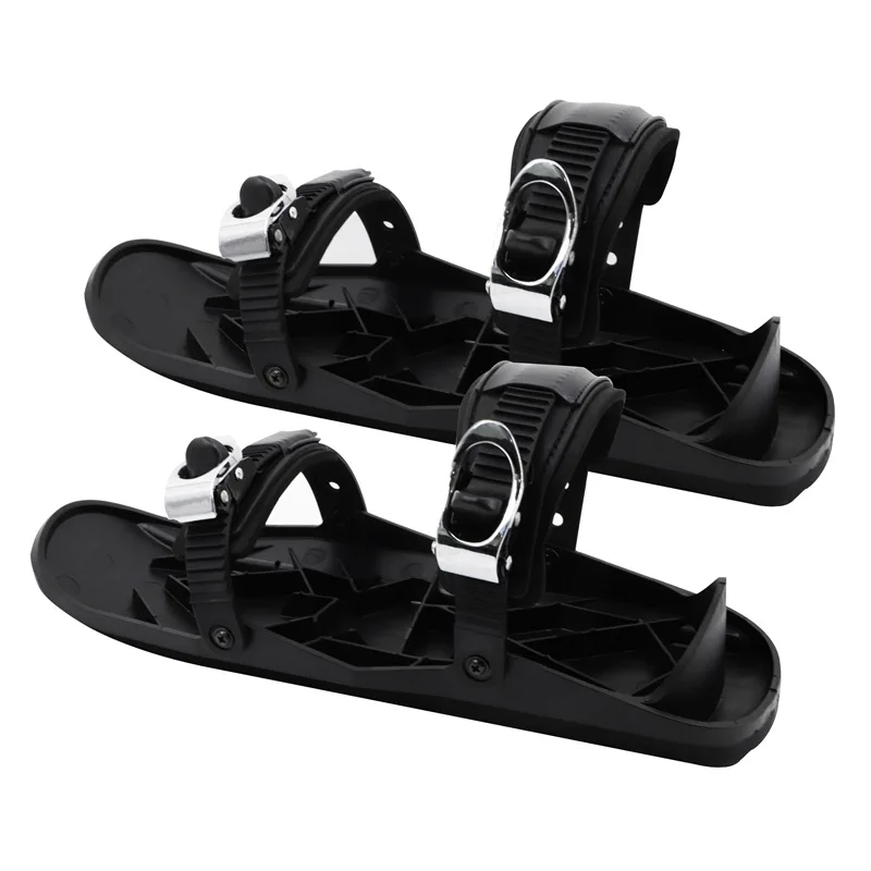 

High quality snow walking shoes blades snow board snowfeet snowblades mini ski skates portable skiing shoes, Black