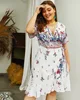 2019 casual style beach holiday use bohe deep v neck half sleeve printed skirt for women