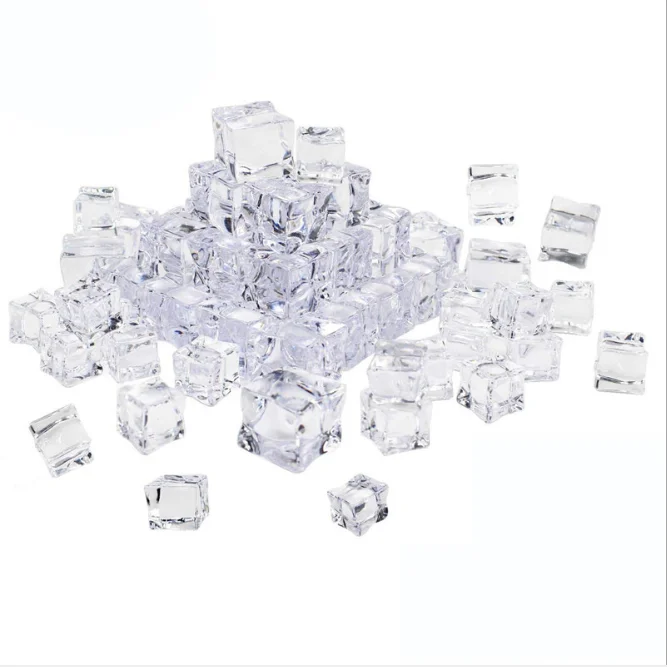 

25mm Artificial Ice Cubes Acrylic Plastic Ice Cube For Bar Party Wedding Photography Props, Transparen