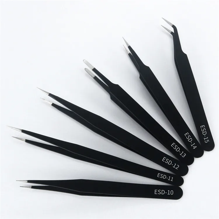 

Y3783 Customized High Quality Black Stainless Steel ESD Tweezers kits