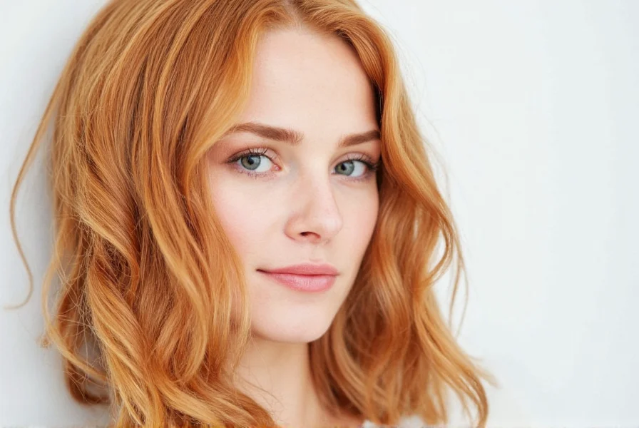 Professional colorist applying ginger blonde highlights to natural hair with copper and gold tones visible in different lighting conditions
