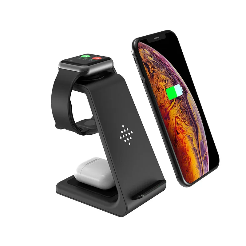 

Dropshipping And Custom Logo Amazon Hot Sell 3 In 1 Wireless Charger 18W Quick Charging Holder Charger For Cell Phone For Watch, White, black