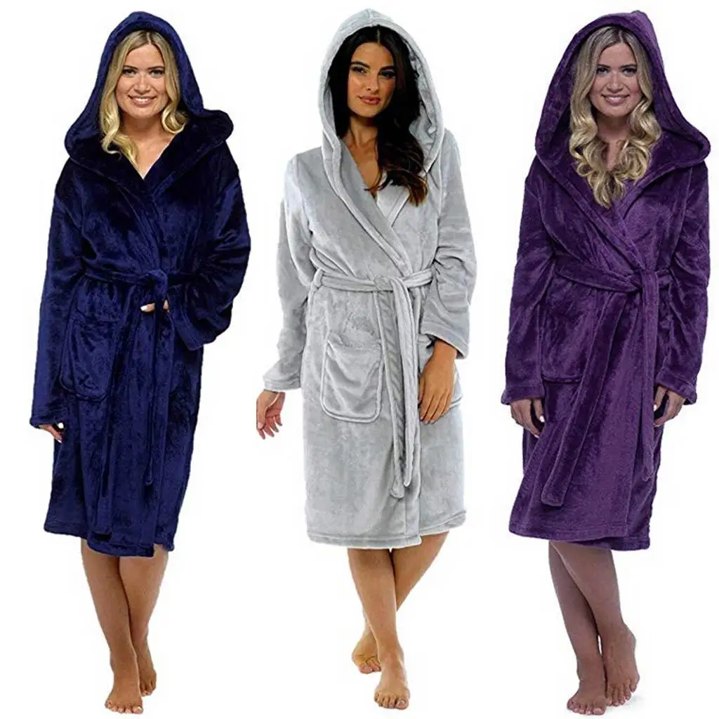 

Ladies Fluffy Plush Shawl Collar Kimono Robe Long Bathroom Gown Women Thick Winter Bathrobe, Picture shows