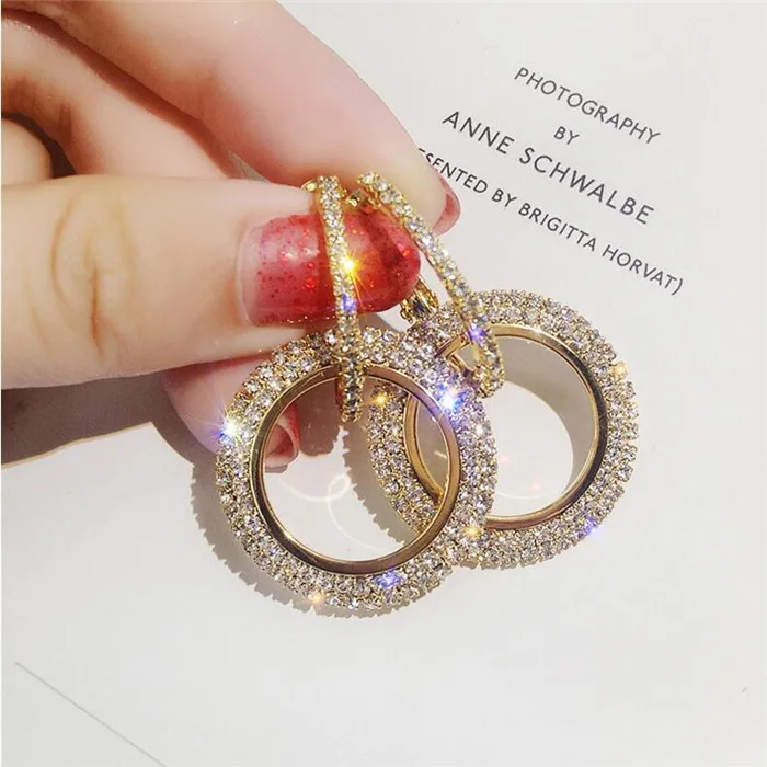 

New trendy handmade elegant earring new interlocking double hoop circle earrings making charms aretes de mujer for women 2020