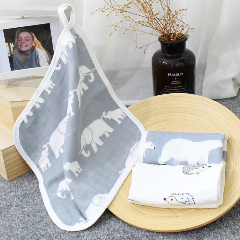 Organic Cotton Bamboo 6 Layers Muslin Baby Washcloths Face Towels For