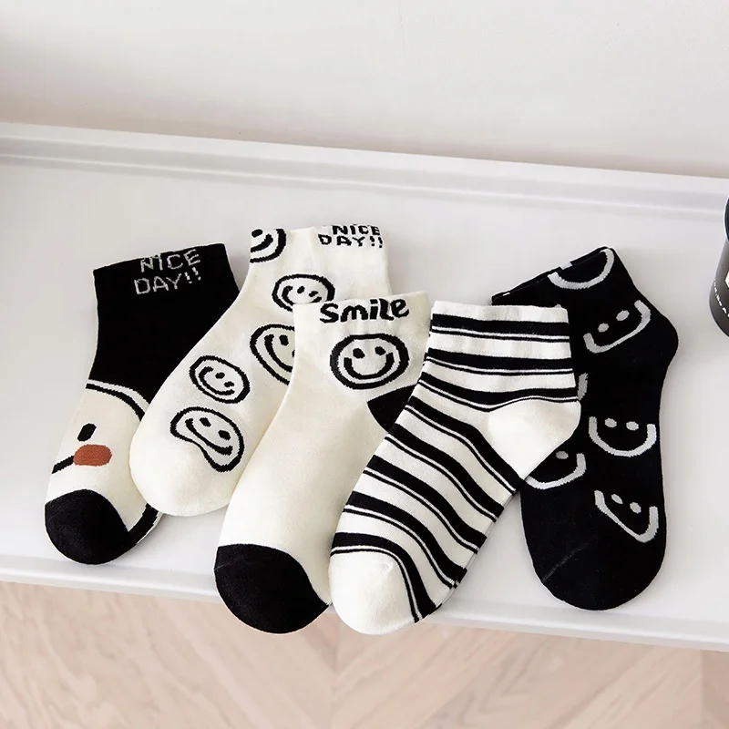 

wholesale Sports Short Socks Female Summer Boat Socks Cotton Breathable Striped Print Woman Socks