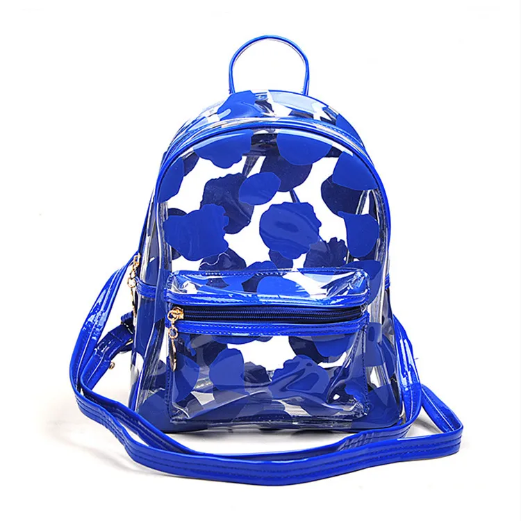 

High Quality Clear PVC Backpack Petals Seal Sport Waterproof Beach Bag School Backpack for girls