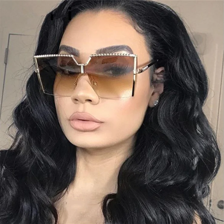 

SKYWAY Square Frameless Women Hot Selling Oversized Fashion Luxury Rimless Sun Glasses Big Shades UV400 Sunglasses In Stock