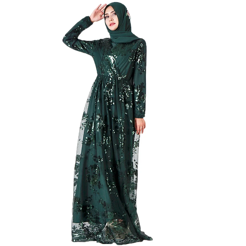 

Wholesale Islamic Clothing Luxury Embroidery Sequin Middle East Muslim Abaya Dress Dubai Double Dress for Women Ladies, Customers' requirements