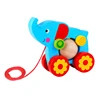 Toddler Preschool String Pull Along Elephant Ball Rolling Wooden Toy