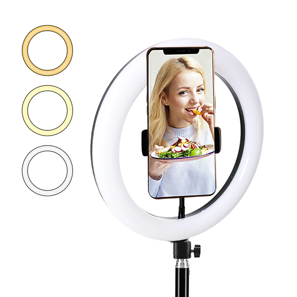 

Selfie ring light with bracket, Amazon hot-selling ring light 10 inch dimmable LED ring light, suitable for live broadcast, Black