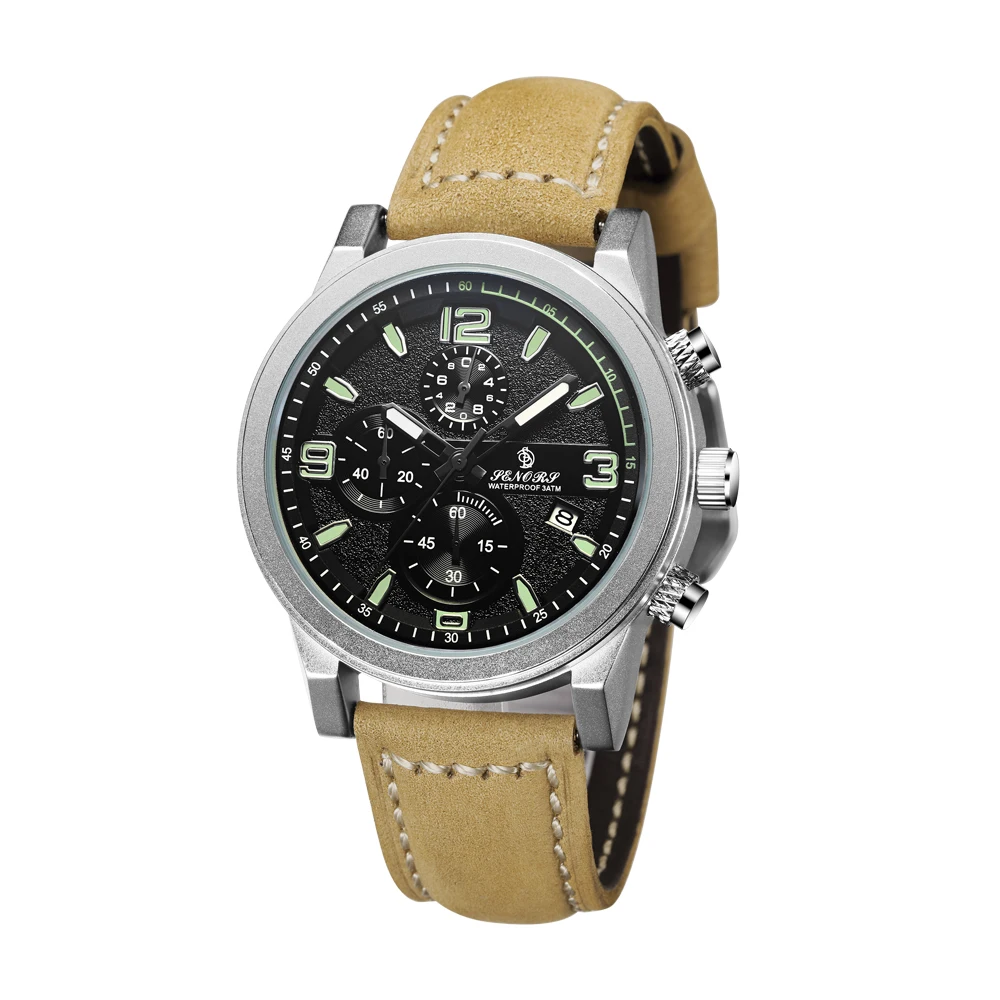

High quality alloy Watches Wristwatch Mens Luminous Watches Quartz leather men Wrist Watch