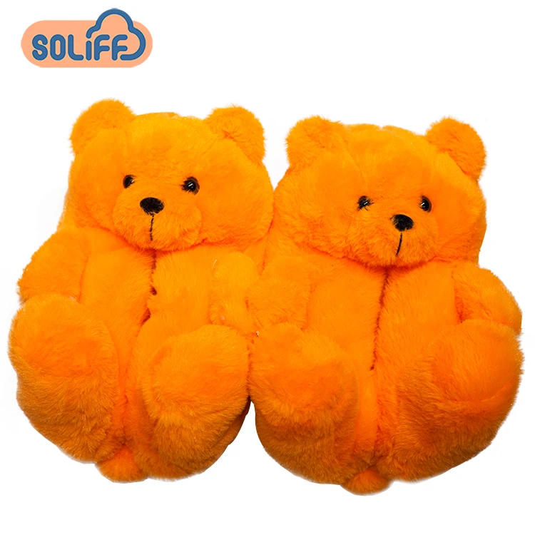 

2021 New Designer Cheap Bear Slippers Fashion Indoor Lady Shoes Women Household Animal Fluffy Plush Slipper, Pink/yellow/grey or customized