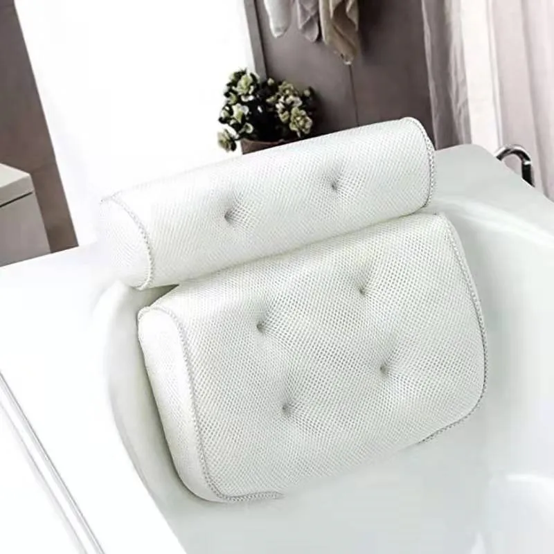 

2020 New 3D Mesh Bath Tub Cushion Spa Cushion With Suction Cups Comfortable Bath Tub Pillow, White/ blue/pink/strip