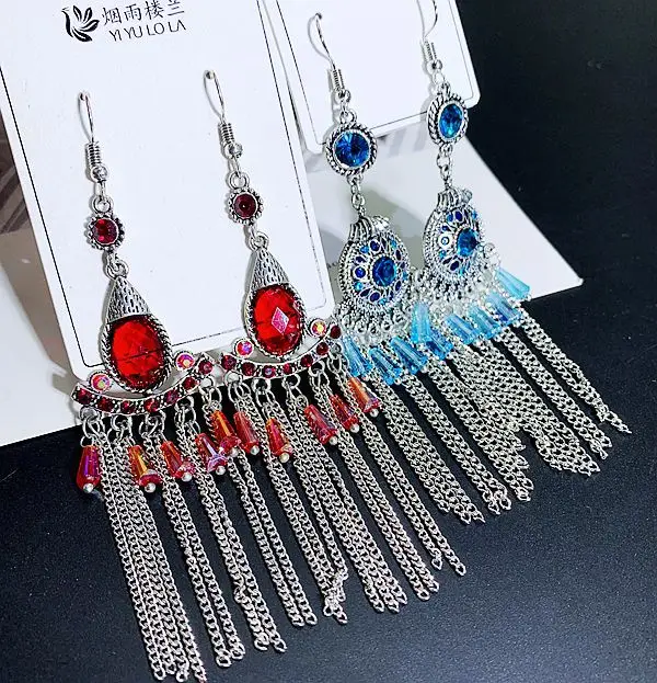 

PUSHI high quality goods handmade mix earrings jewelry cheap tassel ethnic long vintage earrings for women