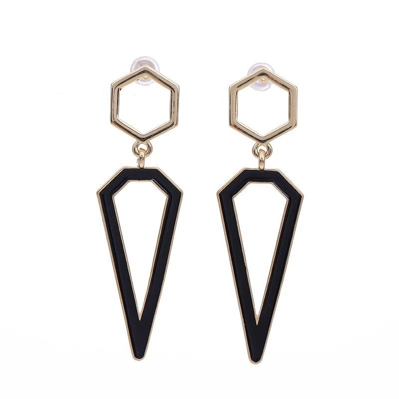 

Fashion Gold plated Jewelry Geometric Earrings Custom Geometric Triangle Stainless Steel Drop Earrings