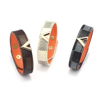 

Fashion V shape decoration chevron plaid fringe leather bracelet