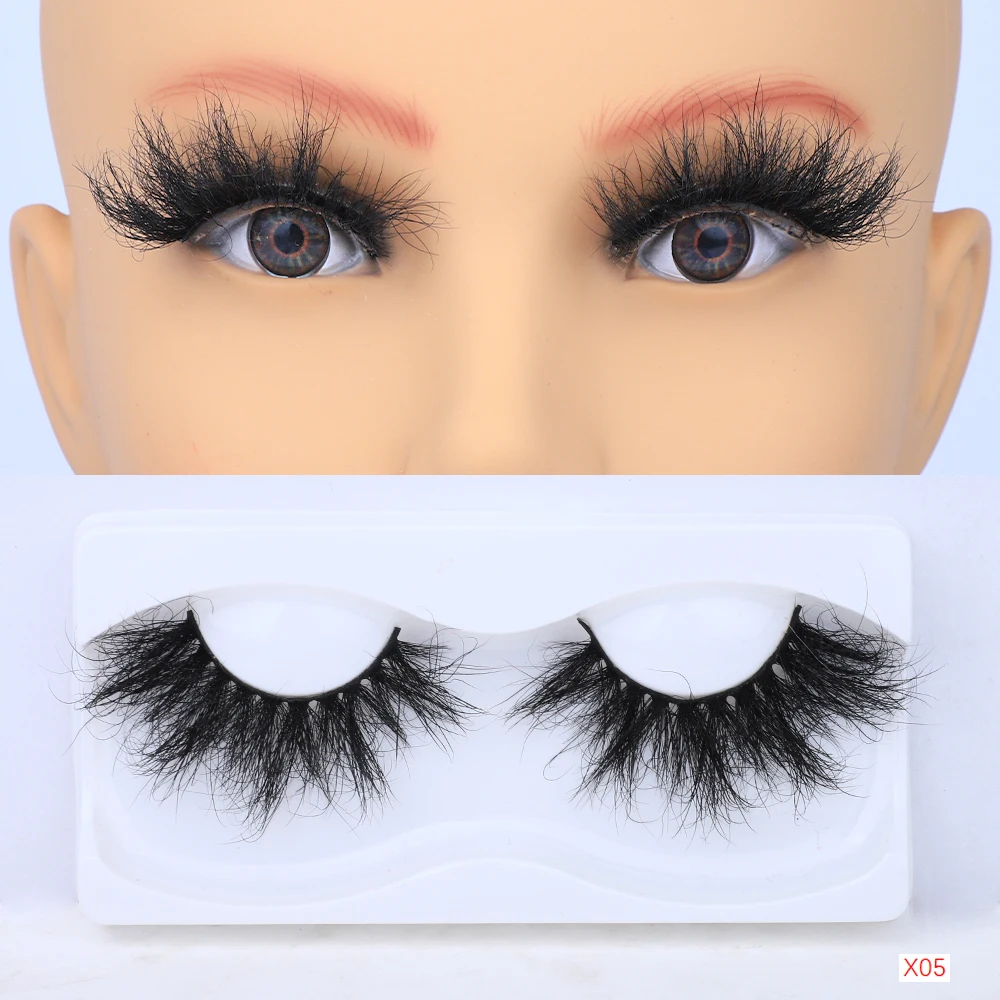 

High quality 25mm false eye mink wholesale lashes custom lash boxes for eyelash strips fluffy volume vendor lashes, Black