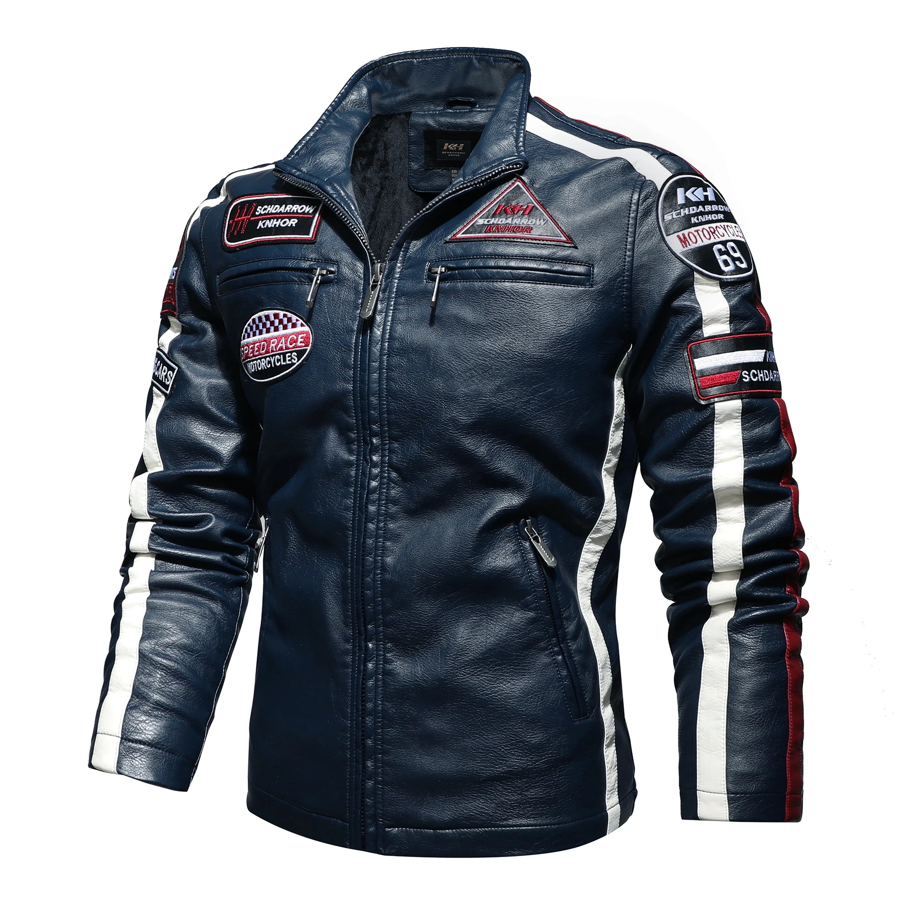 

LEVEL KH-188 Hot Style Men's Sports Streetwear Leather Chaqueta De Moto Winter Lather Jacket Mens, 3 colors