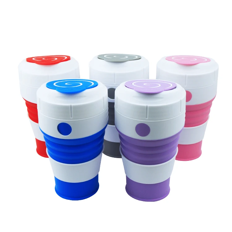 

Eco Friendly Folding Collapsible Reusable Silicone Foldable Coffee Cup Travel Coffee Mug, White / black / gold / silver