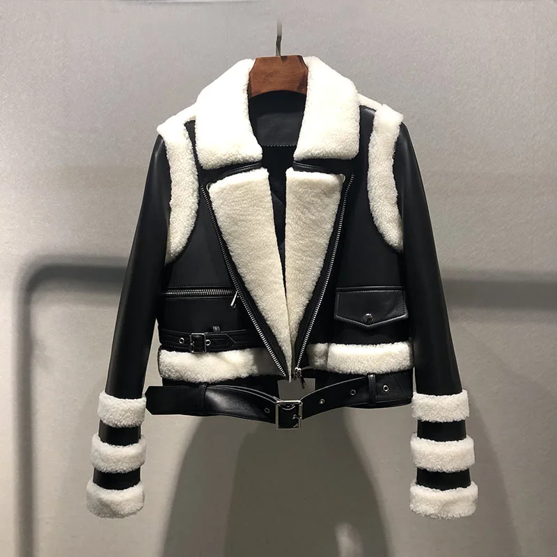 

Custom Wholesale New Fashion Winter Warm Oversize Ladies Real Leather Jacket Real Women Sheep Shearing Coat For Women, As the picture or customized