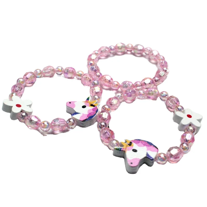 

Suited girl bracelets cute unicorns kid bracelet with bling beads