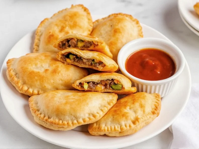 Finished homemade hot pockets with dipping sauce