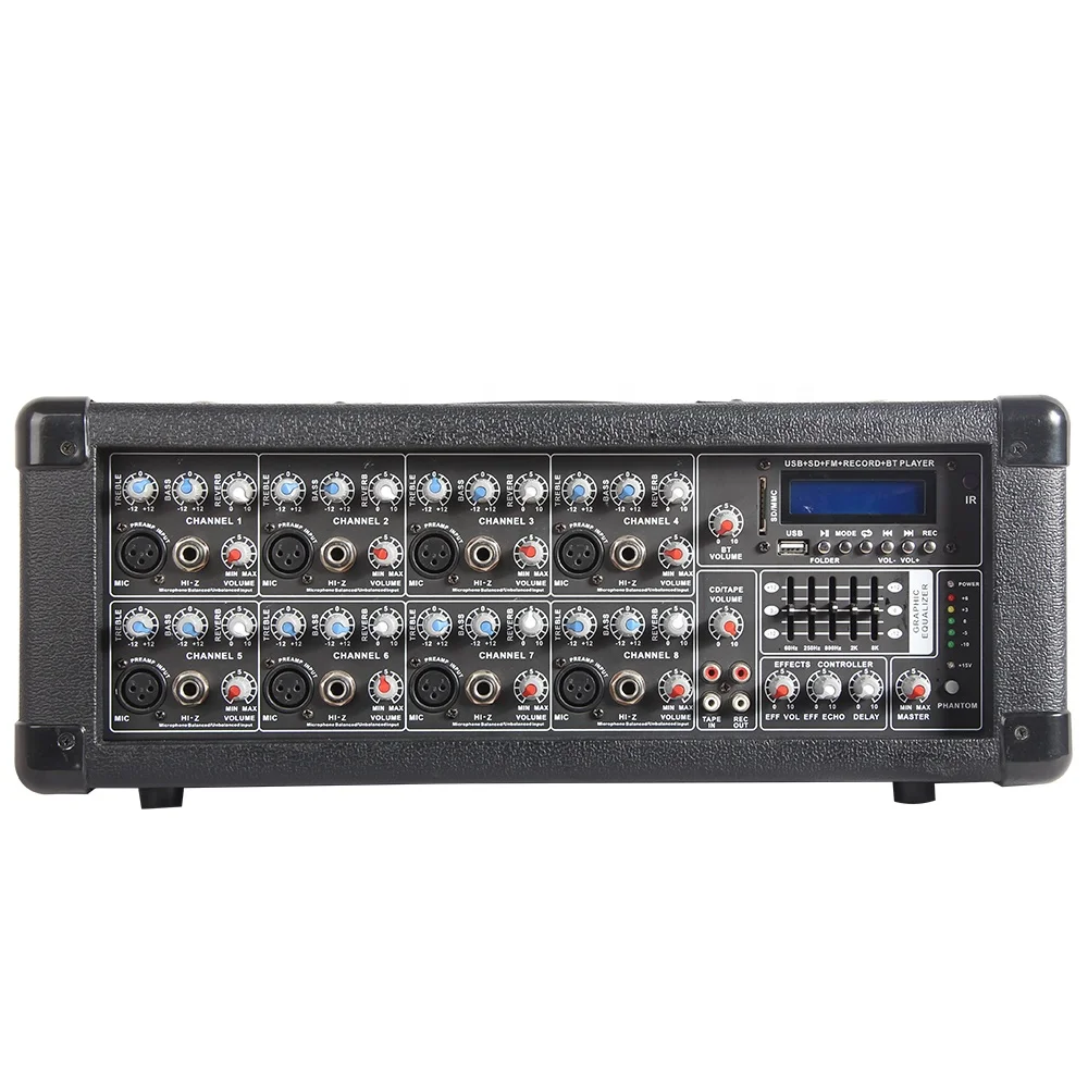 8 Channel Powered Mixer Karaoke Processor Studio Master Mixer Sound Dj