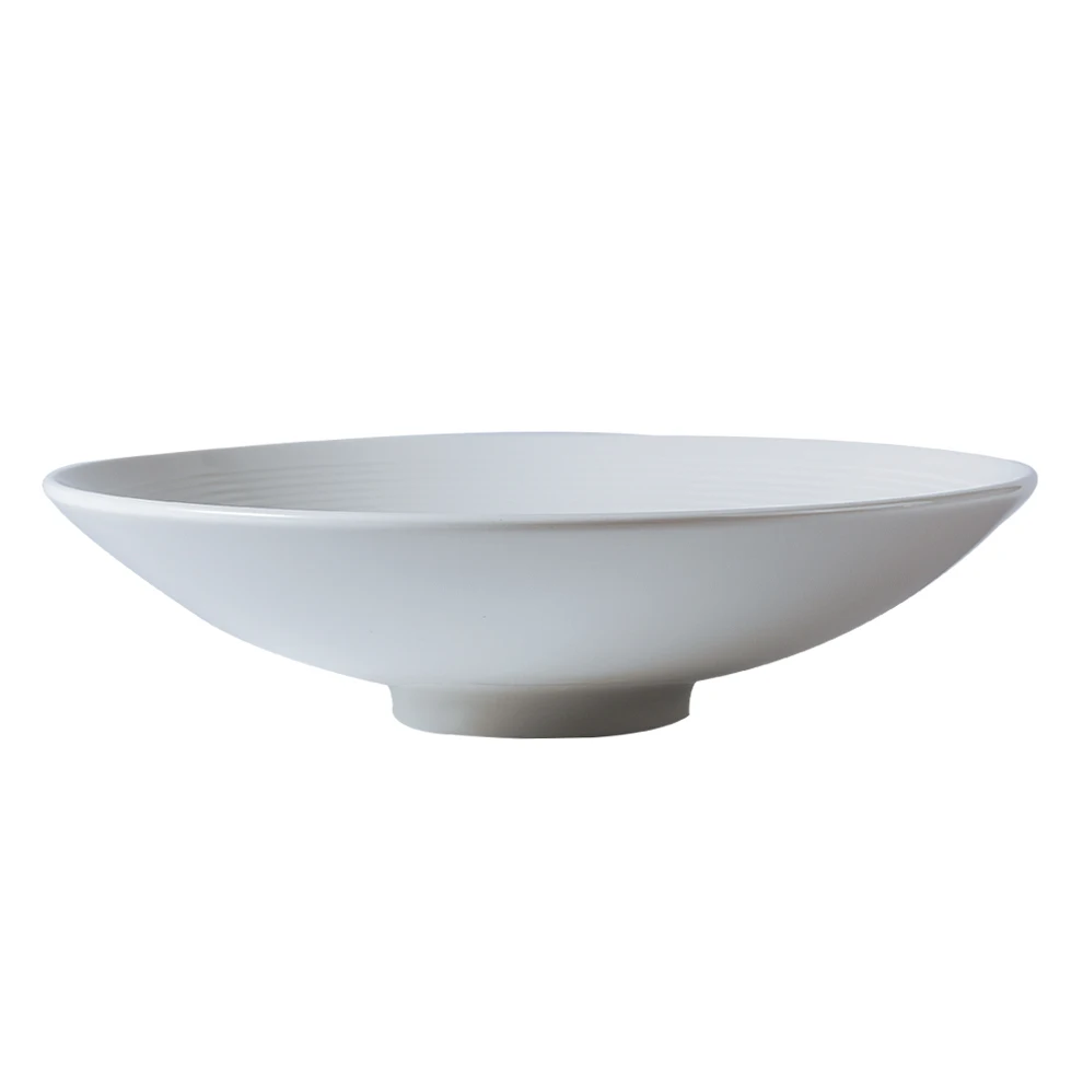

New products high temperature resistance Yayu white emboss round ramen mixing bowls for Japanese restaurant custom ceramic bowl