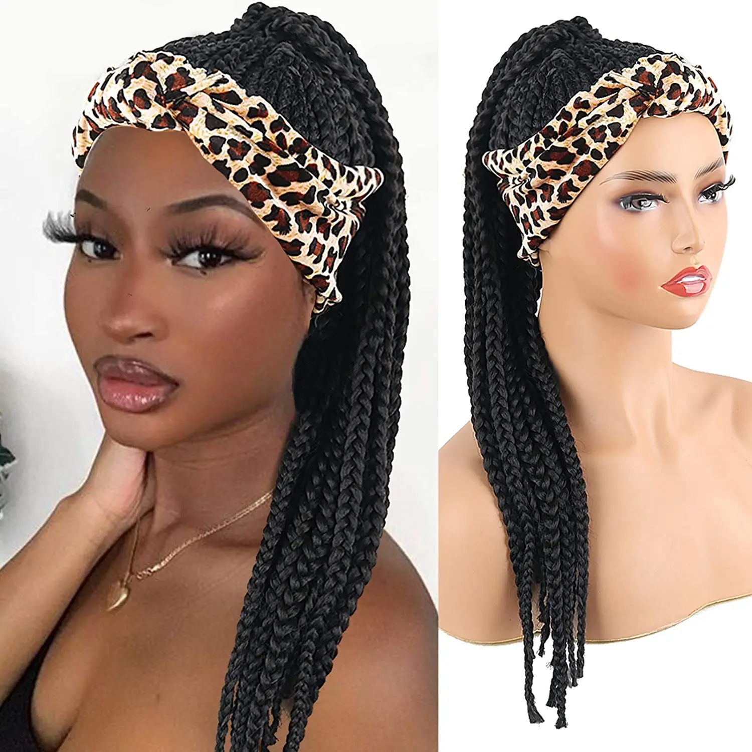 

Hot Selling Box Braided Headband Wigs for Black Women Twist Crochet Dreadlocks Braids Synthetic Hair Replacement Wig