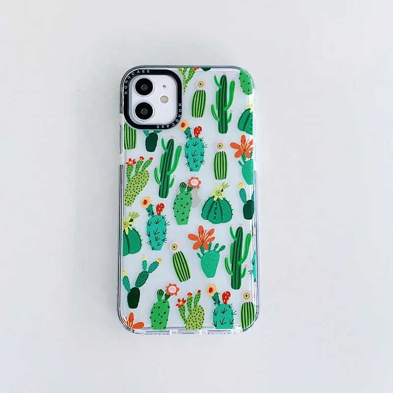 

Supplier Cactus Flower Custom Print on Clear Mobile Phone Case Back Covers for iPhone 12 with Camera Protection
