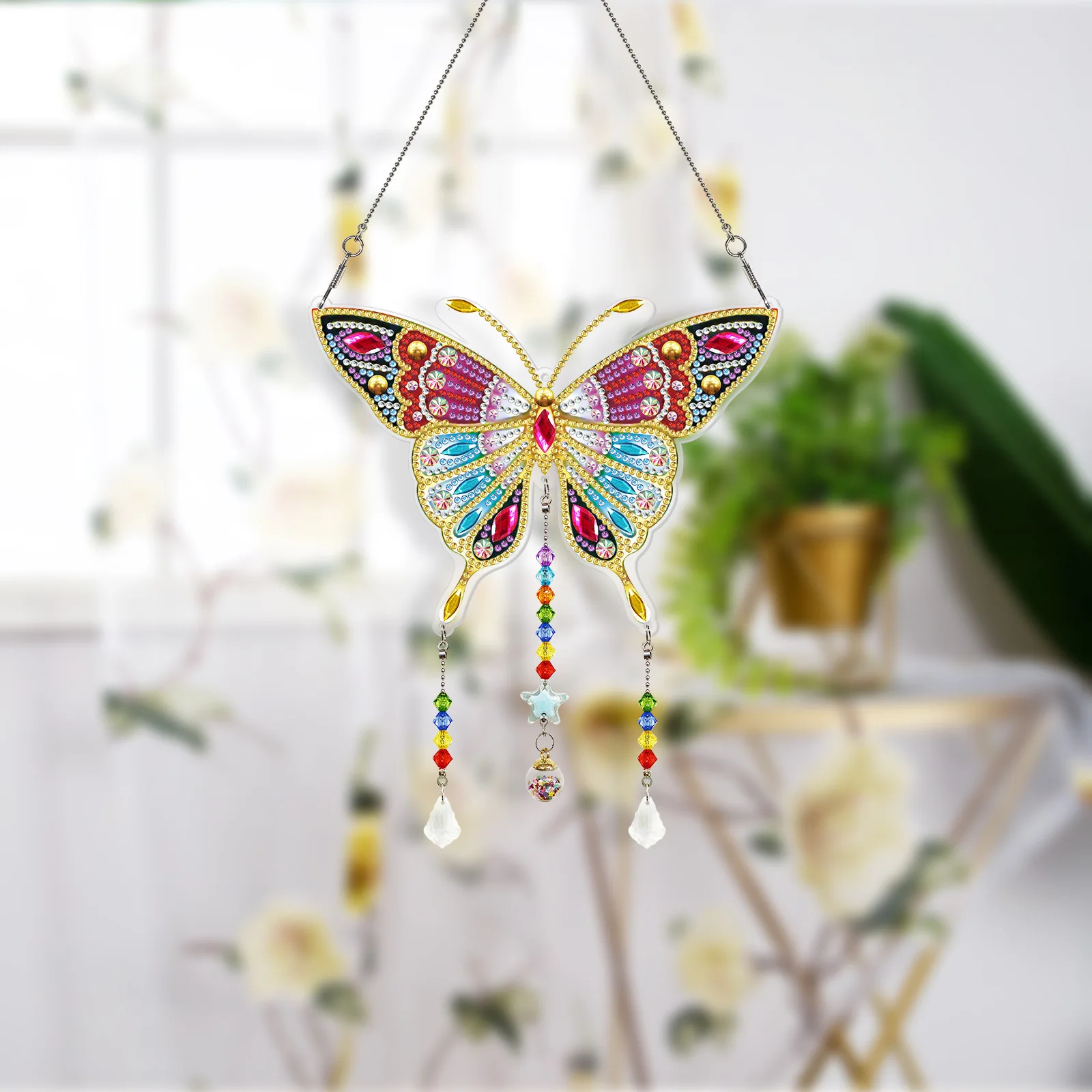 

New Diy Christmas Decorations Crystal Rainbow Diamond Diamond Painting Pendant Butterfly Crystal Pendant