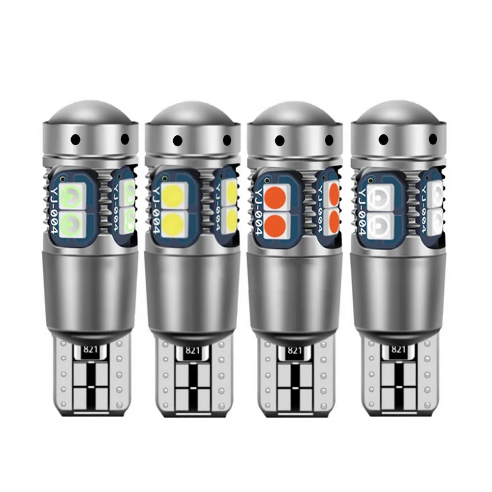 Auto T10 W5W 194 168 3030 10SMD LED Canbus Car Bulb Reading Dome Interior Side Marker Light White ice blue Yellow 12-24V