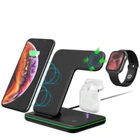 

Amazon Hot Selling 15W Fast Charging 3 in1 Wireless Chargers Cerfected Universal 15W 3 in1 Stand Fast Phone Wireless Charger Pad