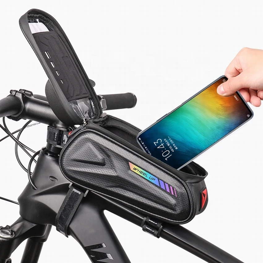 

WHEEL UP EVA Hard Shell Design Bike Tube Phone Bag Waterproof Best Quality Bicycle Front Bag, Black&white reflective, color reflective