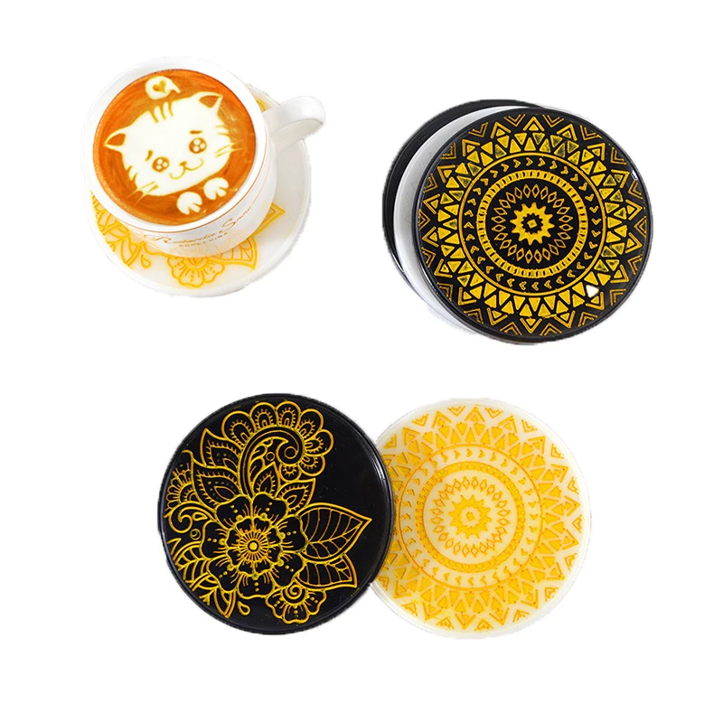 

L0095 Wholesale New DIY Epoxy Resin Round Coaster Mold Mandala Pattern Silicone Coaster Molds