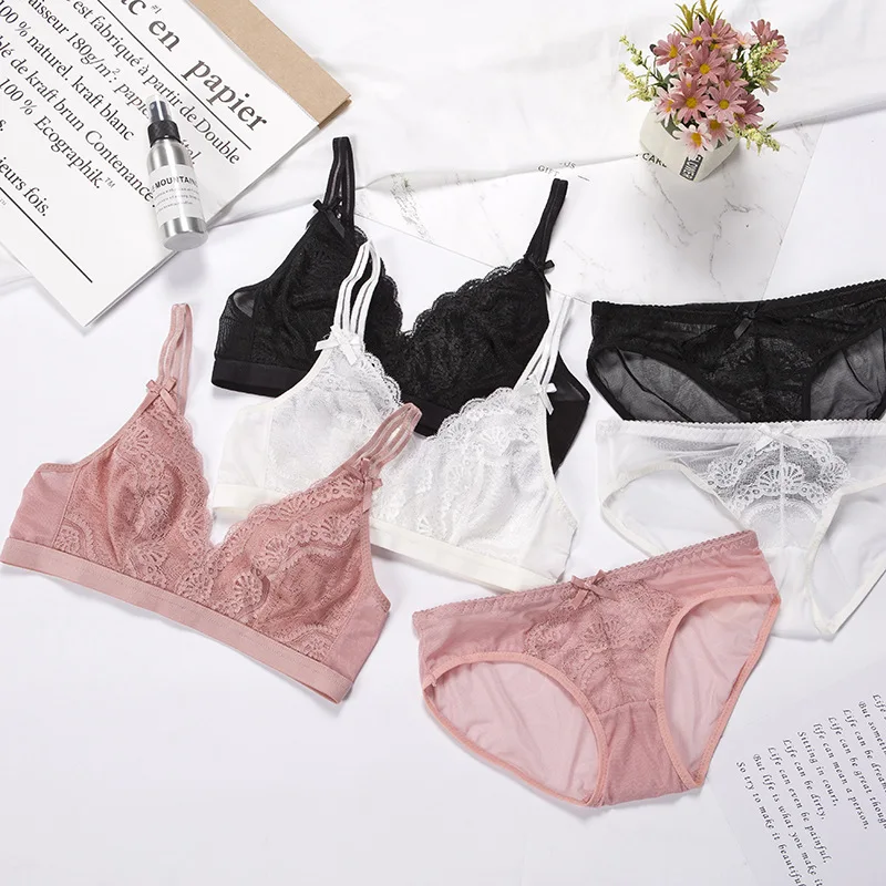 

Lovely Girls Lace Bra Panty Sets Cute Victorias styles secreted Underwire Push Up Lace Bra Set