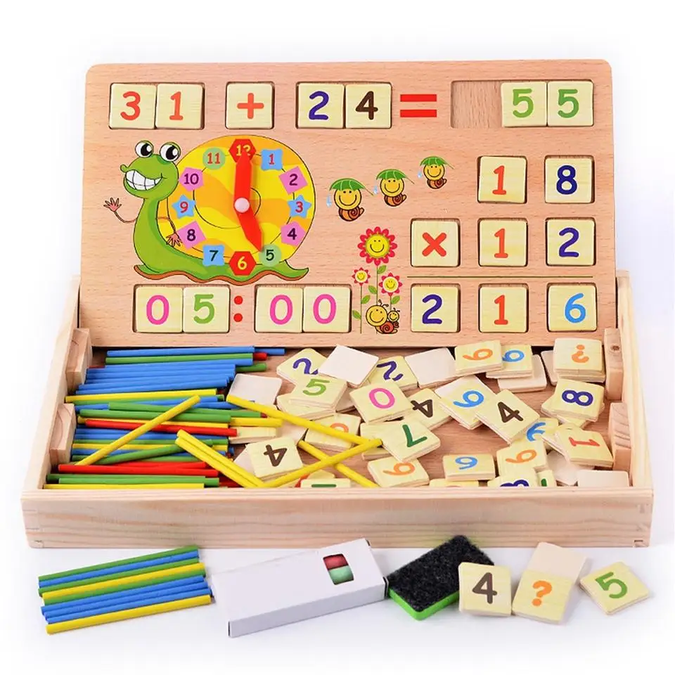 

Factory Wooden Multi Clock Cognitive Game Math Calculation Learning Box Children's Early Education Board Toys