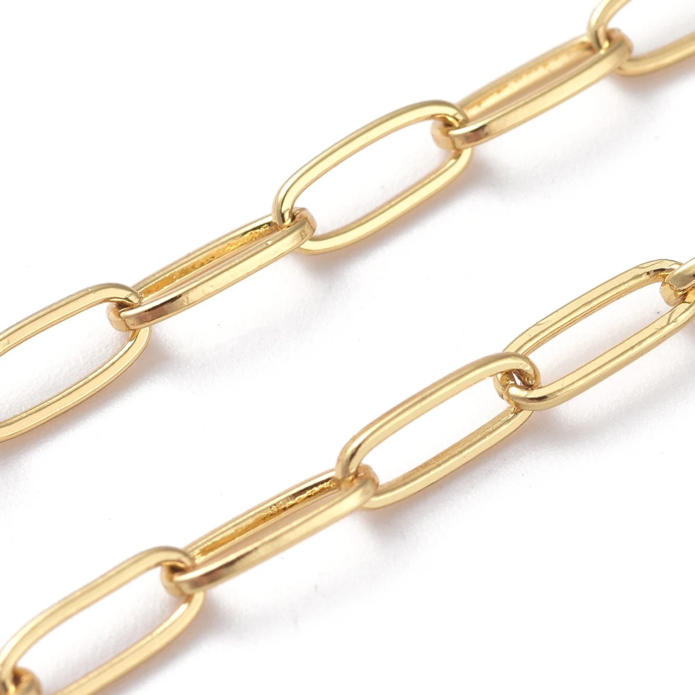 

PandaHall 6mm Brass Real Gold Long-Lasting Plated Paperclip Chains