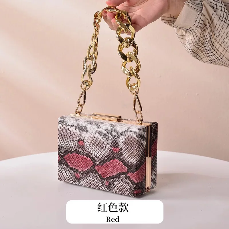 

New snake print dinner bag small square girl makeup dinner party bag