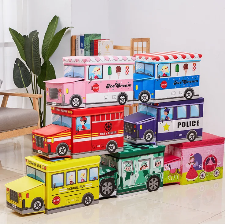 

Amazon hot sales toy car box non woven fabric child cute foldable kids storage boxes