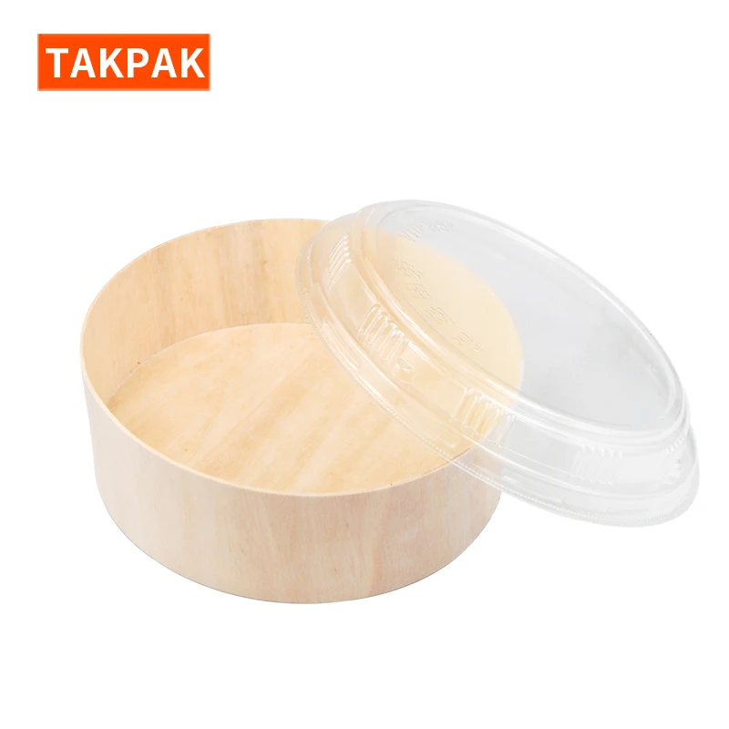 

Biodegradable Microwave Wooden Round Cheese Box Lunch Bento Food Box Cake Packaging Box for Cake