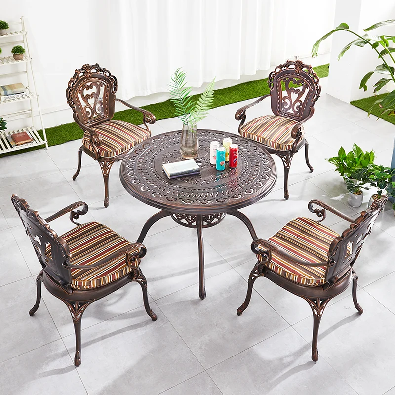 

Outdoor 2 4 6 seat table set patio garden furniture balcony patio set cast aluminum tile table and chairs garden furniture set