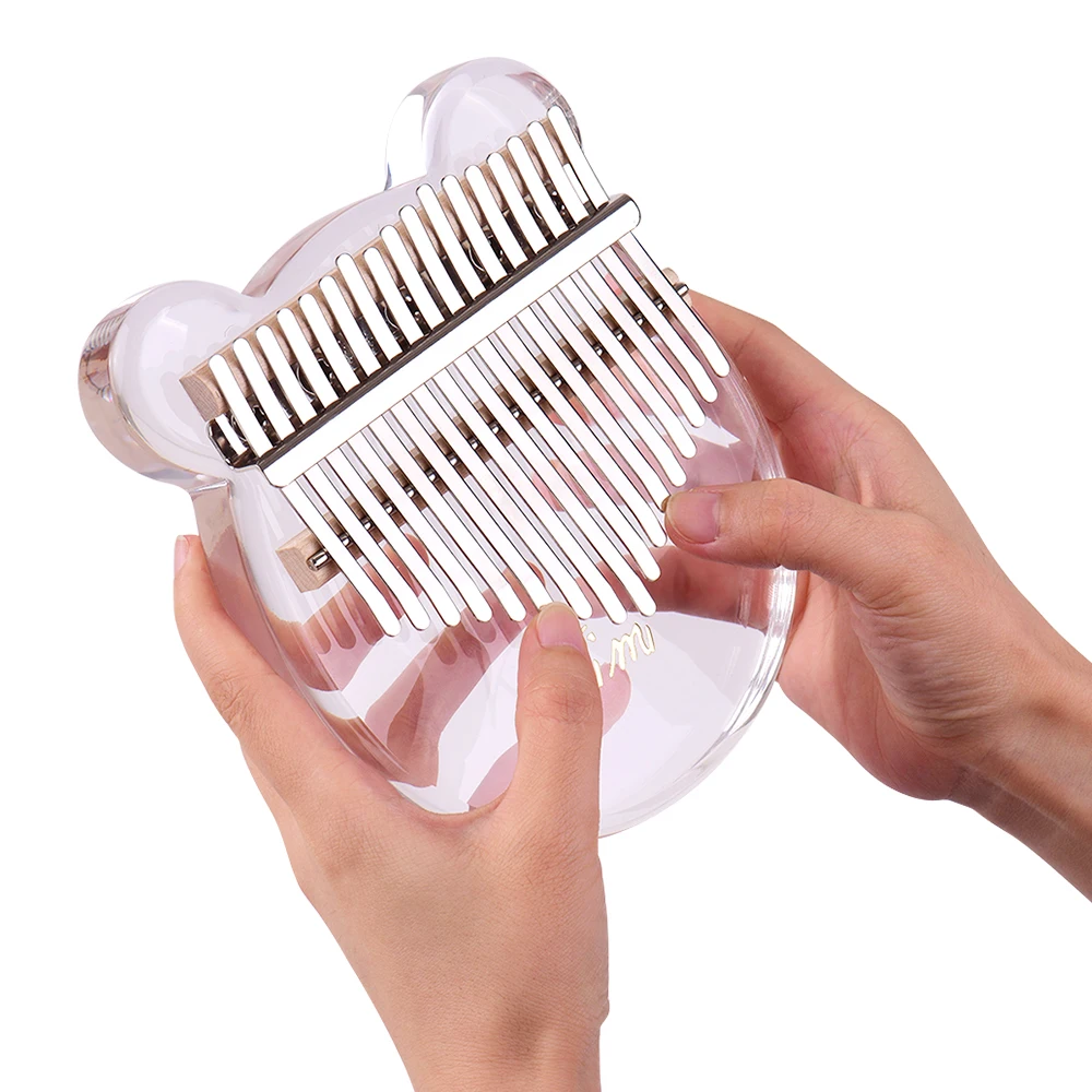 
VONVIK Transparent Acrylic 17-Key Kalimba Thumb Piano With Carry Bag Musical Note Stickers 