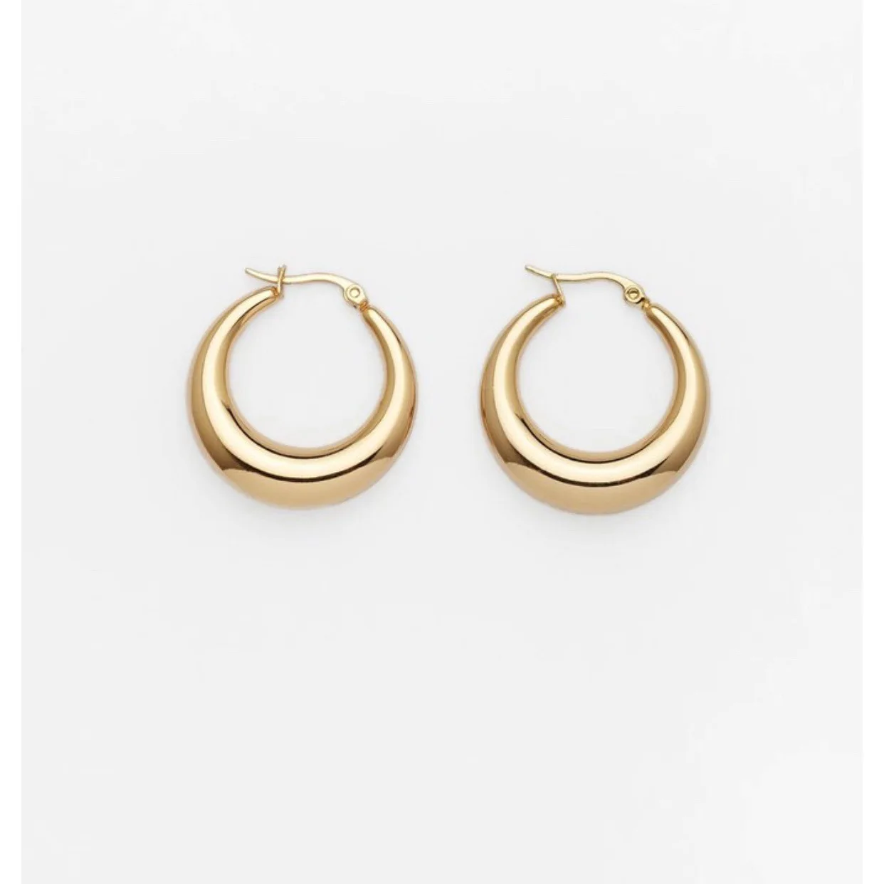 

Retro Fashion Stainless Steel Gold Sliver Chunky Thick Hoop Earrings For Women