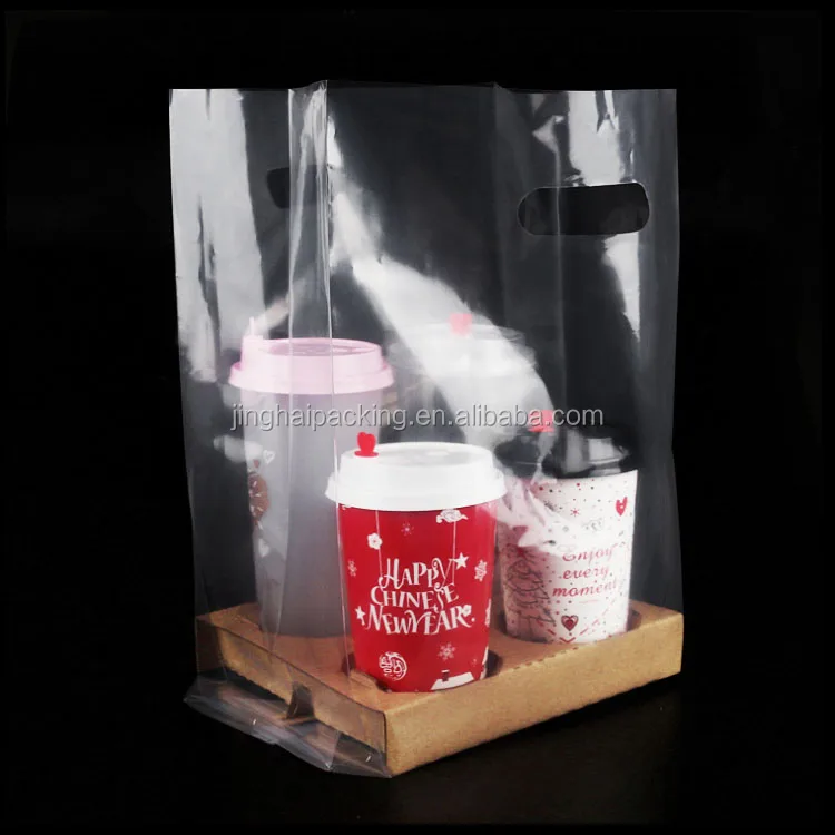 
Customize Takeaway Plastic Bag B010 Take Out Plastic Disposable Bubble Boba Tea Bag 