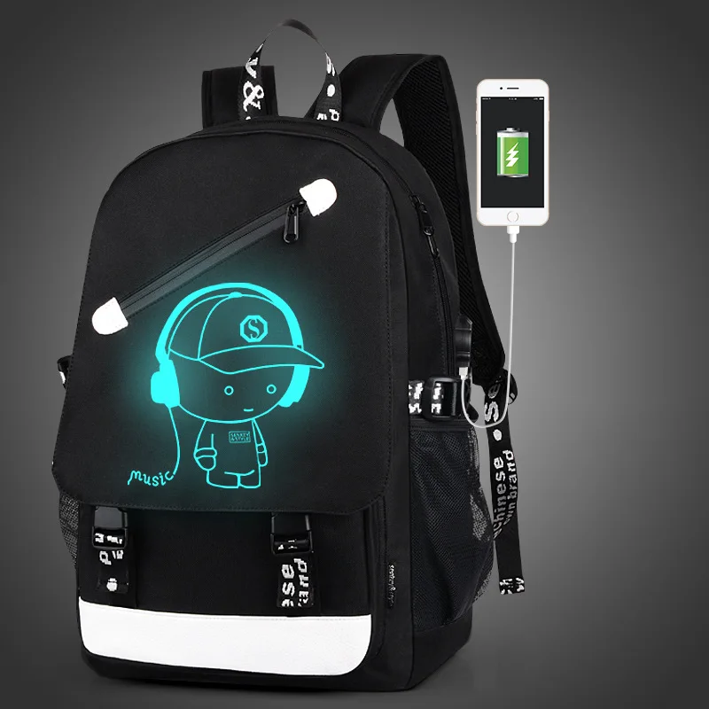 

Clear Customized Fluorescence Logo Children Kids Cute book laptops backpack with usb port School Bag
