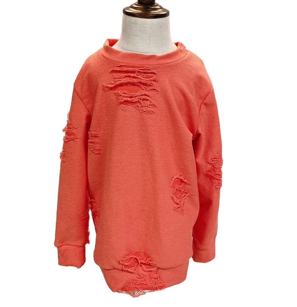 

Toddler Kids Ripped Shirts Cotton Distressed Sweatshirt for Girls, Picture