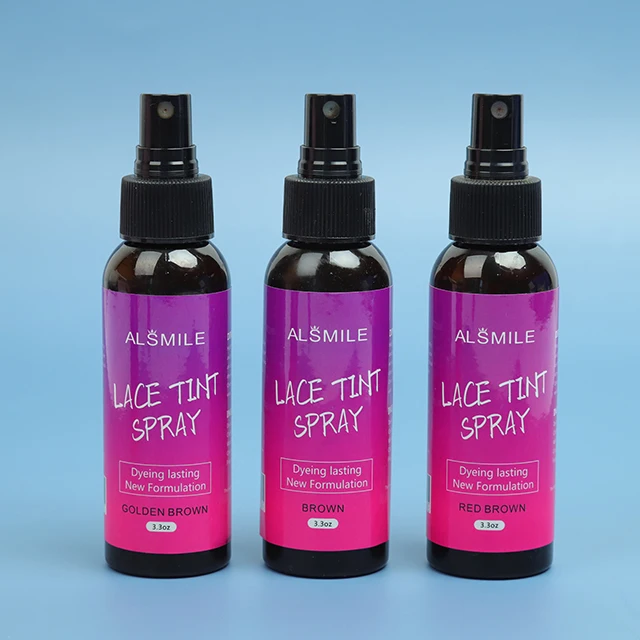 

Custom Private Label Closures Frontals 3 Colors Optional Lace Tint Spray for Wig, Golden brown,red brown,brown