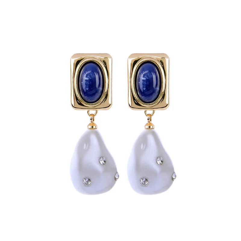 

fashion women jewelry diamond pearl drop earrings metal baroque irregular pearl drop earrings (KER510), Same as the picture